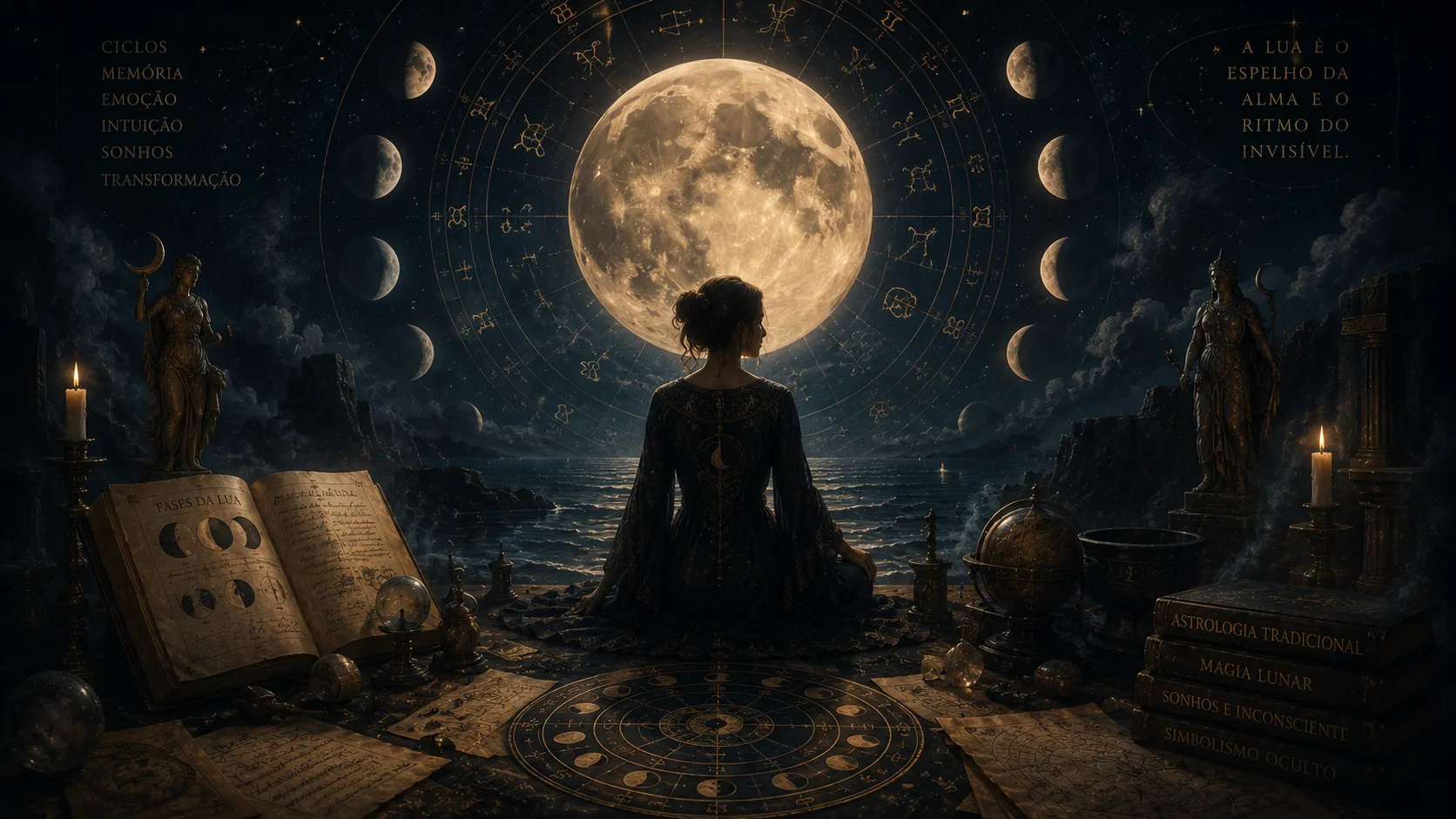 O simbolismo oculto da Lua na astrologia e na magia: ciclos, sonhos e a linguagem invisível da alma